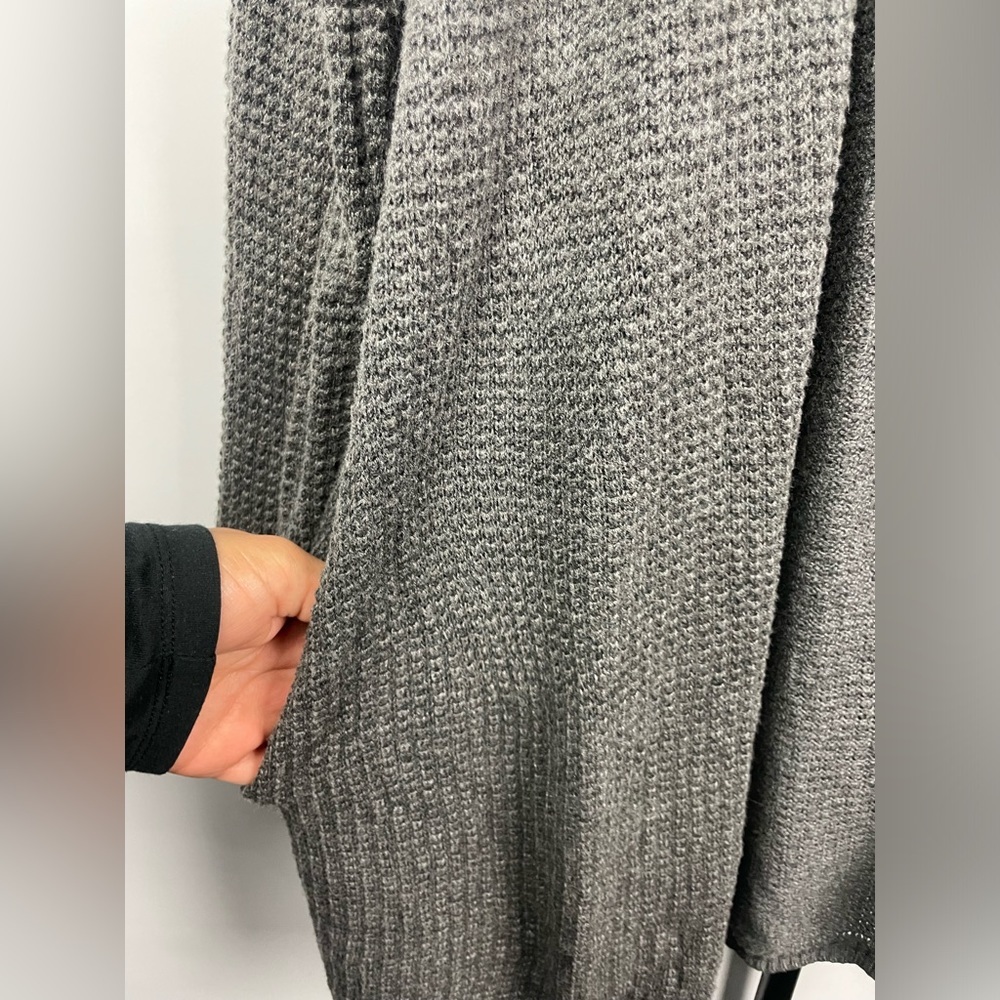 Oak + Fort Gray Open Knit Oversized Open Front Slouchy Cardigan with Pockets - Picture 3 of 6